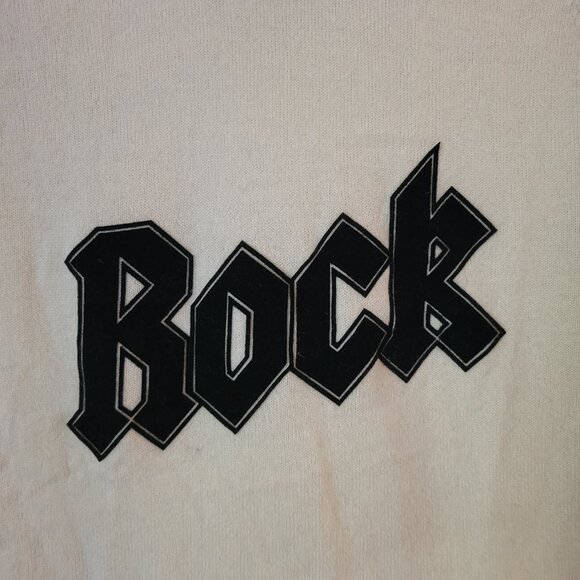 Knitwit 100% cashmere "ROCK' Sweater Creme w/Turquoise long sleeves Nepal Medium - Picture 2 of 10